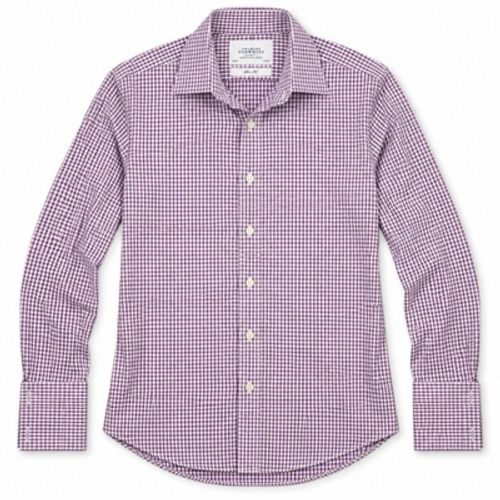 Charles Tyrwhitt Mens 16 34/35 Purple Gingham Slim Fit French Cuff Shirt